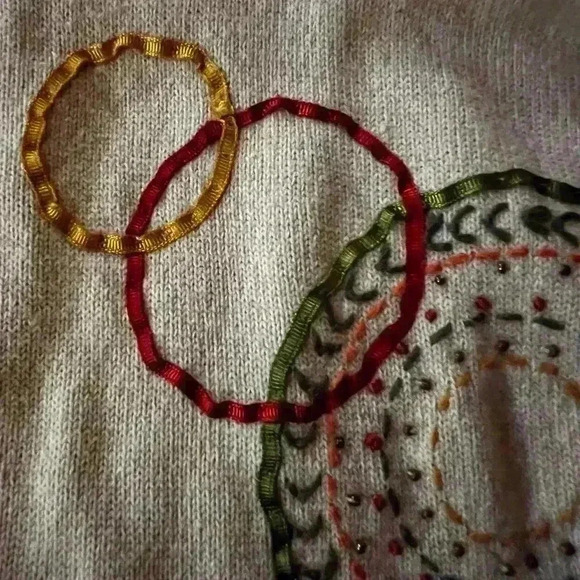 ALFRED DUNNER Beige Vintage Cardigan Gold SWIRL Sweater Zip-Up Womens Sz PS - Picture 4 of 6